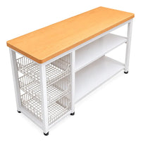Organizador de cocina auxiliar MDF y metal blanco y natural