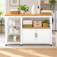 Organizador de cocina 3 canastos y 2 puertas blanco y natural