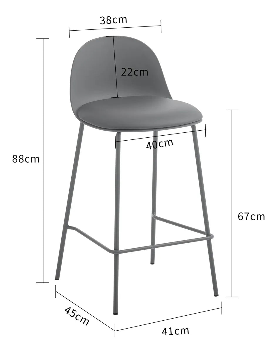 Taburete Acolchado Polipropileno/hierro Gris Mate Premium®