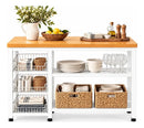 Organizador de cocina auxiliar MDF y metal blanco y natural