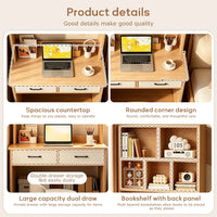 Escritorio Con Biblioteca + Cajones + Estantes Premium Mdf®