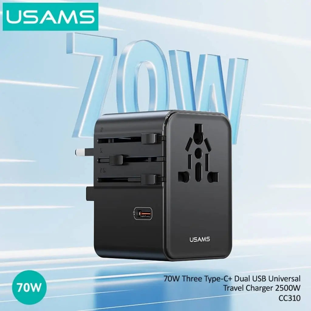 Cargador Adaptador De Viaje Usams Usb+2x TipoC 17w ®