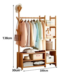Perchero Madera Bambú Premium De Pie 7 Estantes 100x30x158c®