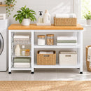 Organizador de cocina auxiliar MDF y metal blanco y natural