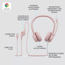 Logitech H390 Auriculares Usb-a Con Micrófono Y Cancelación Color Rosa