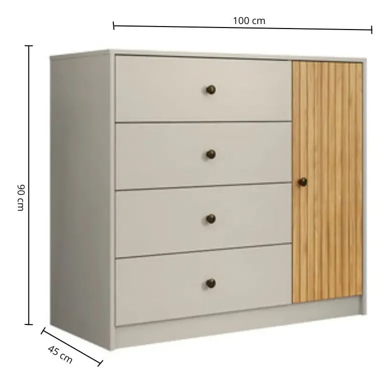 Cómoda Riscado 4 Cajones y 1 Puerta Living Calidad Premium®