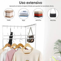 Perchero Esquinero Metalico 2 Estantes Resistente 180x45cm®