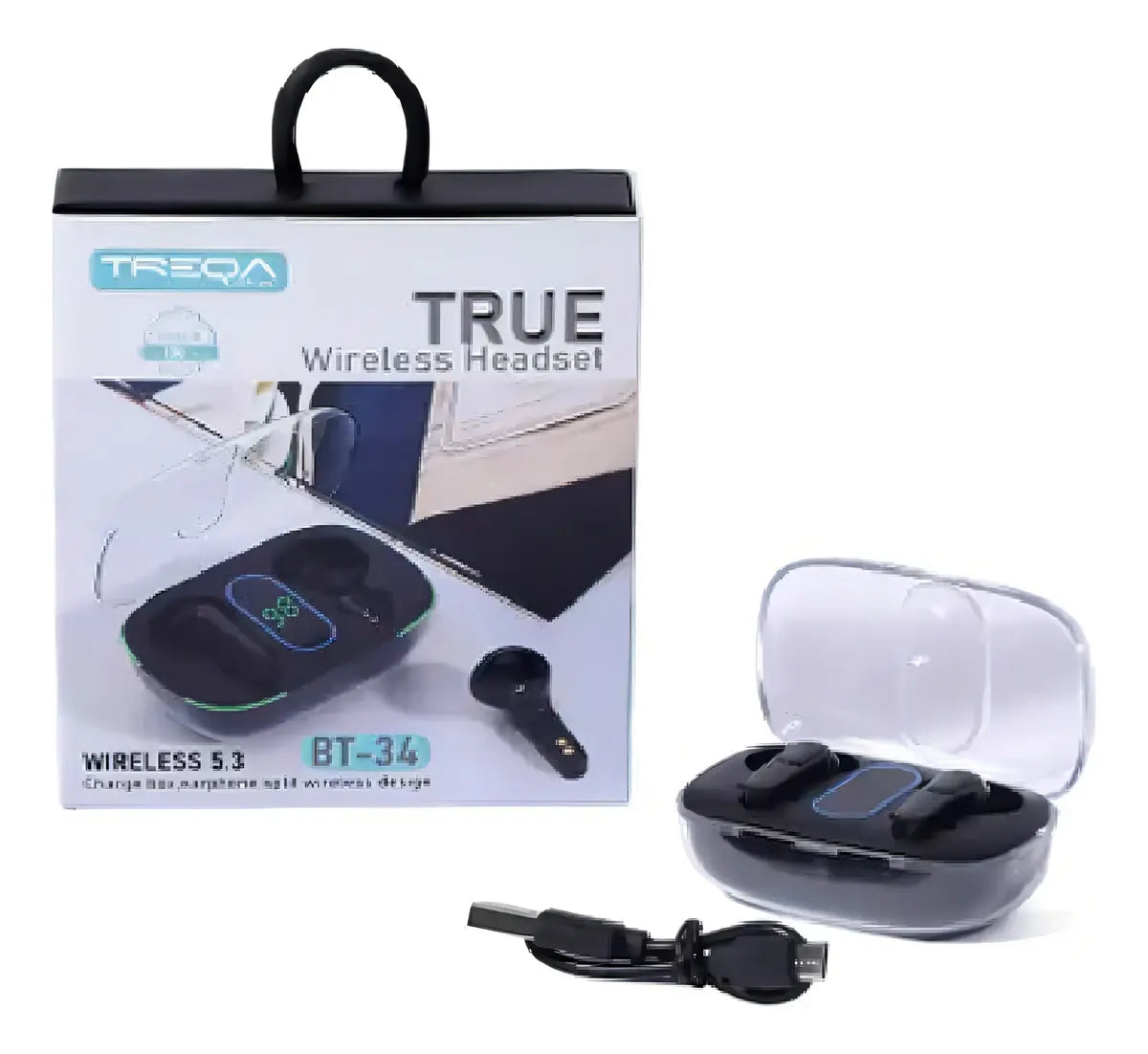 Auricular Bluetooth Inalambrico Treqa Luz Led Y Display Lcd®