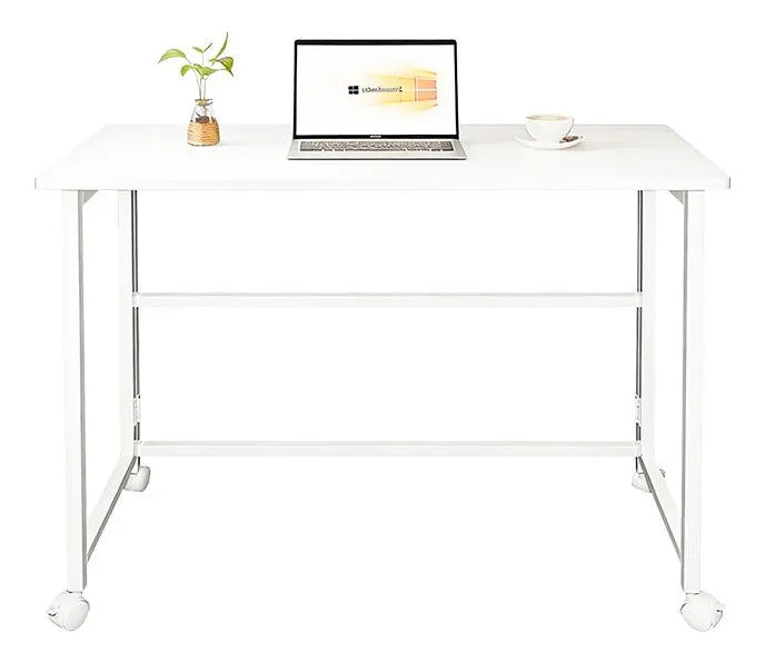 Escritorio Plegable Minimalista Metal/Mdf Práctico Blanco®