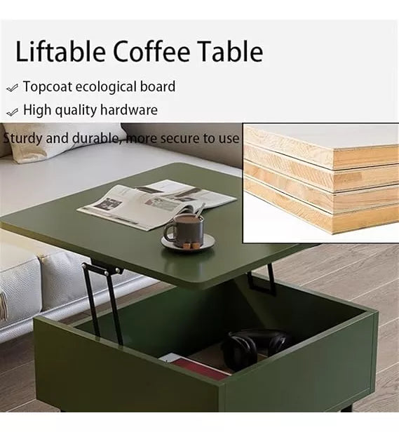 Mesa Ratona Mdf Elevación Con Cajón Oculto 55cm Con Ruedas®