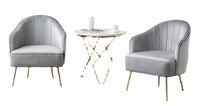 Sofá Nórdico Gris Terciopelo Con Patas Doradas 62x60x72 Cm®