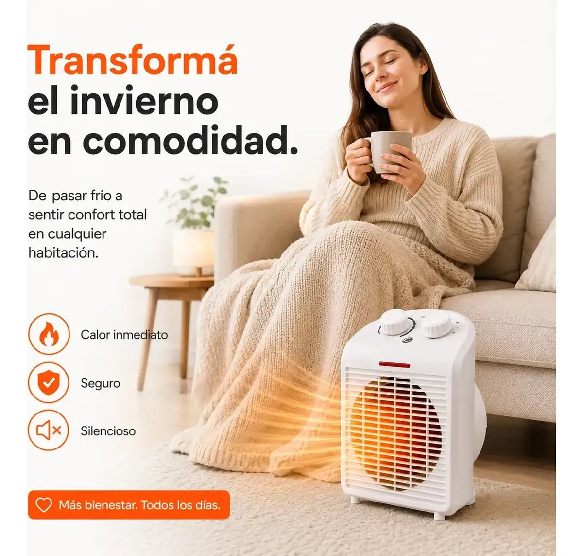 Calefactor Caloventilador Titanheat 2000w Potente Blanco®