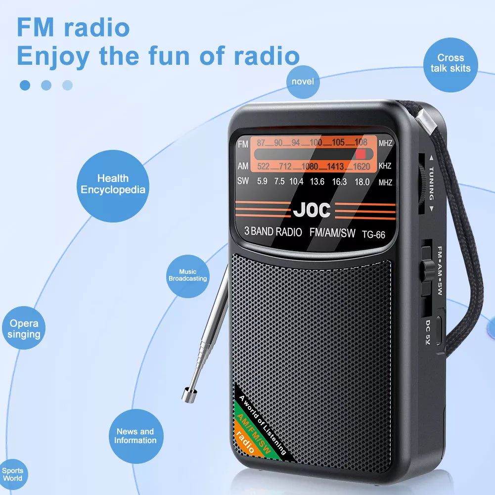 Radio Profesional Joc Fm/am/sw Recargable Con Parlante®