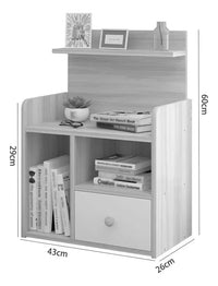 Mesa De Luz Natural / Blanco 4 Estantes 1 Cajón 43x26x60 Cm®