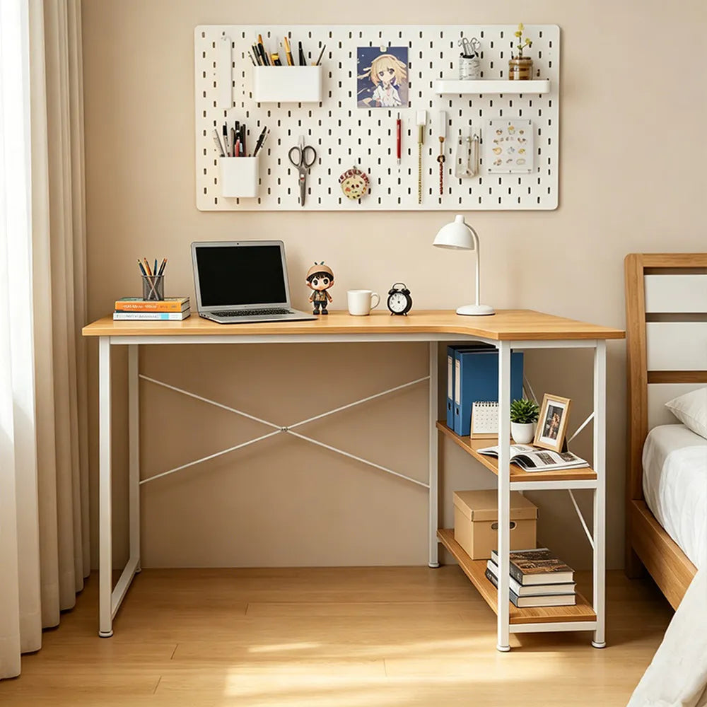 Escritorio En L Premium Con Estantes Y Madera Mdf Cómodo®