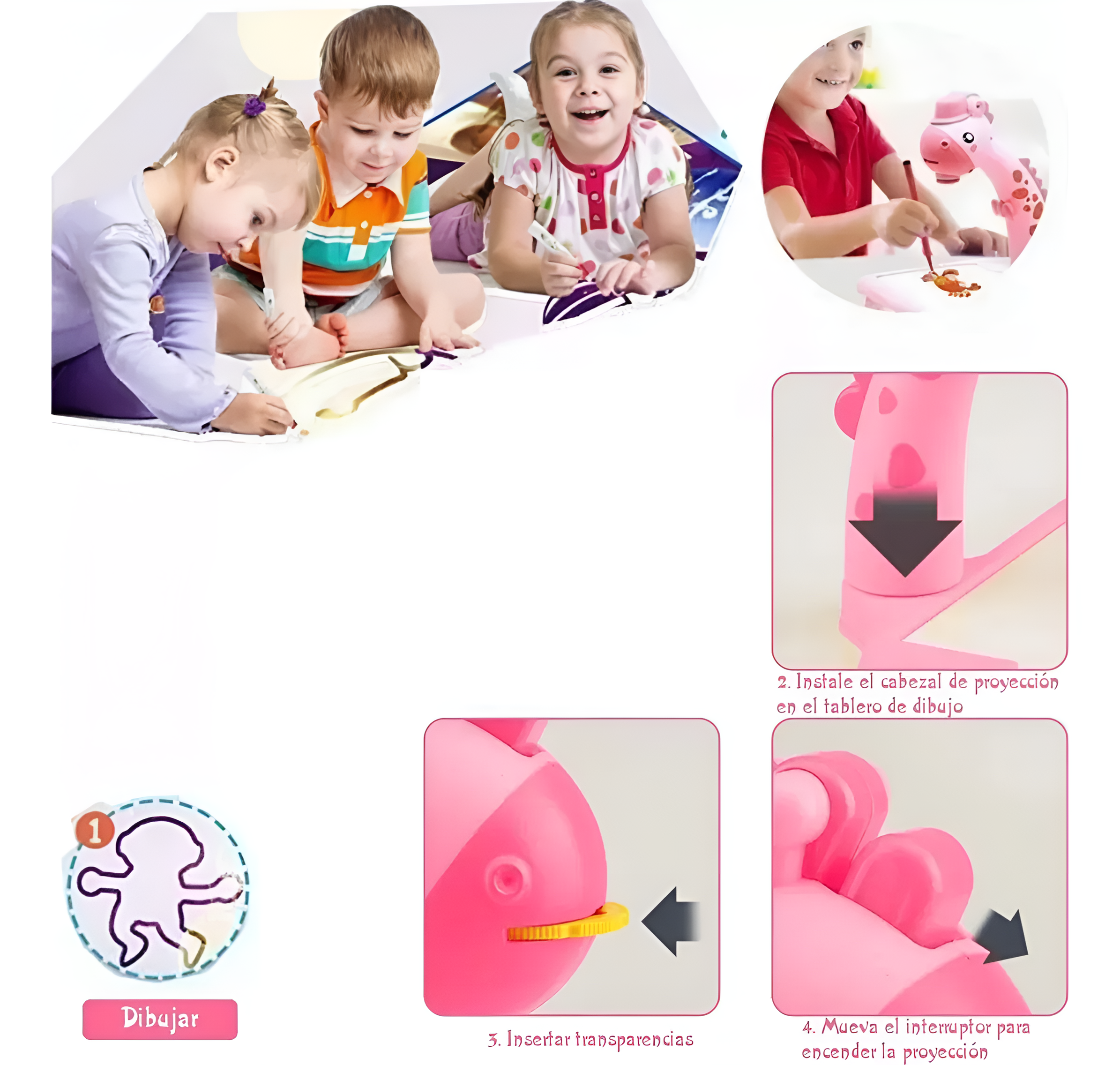 Pizarra Proyectora Y De Dibujo Para Niños Rosa®