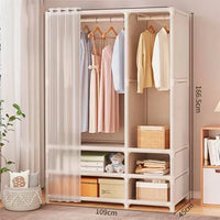 Ropero Organizador Practico Metal Y Tela 4 Estantes Beige®