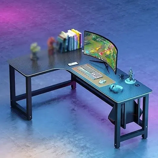 Escritorio gamer en L fibra de carbono y hierro 160x120cm®