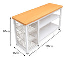 Organizador de cocina auxiliar MDF y metal blanco y natural