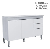 Bajo Mesada Amplia 3 Cajones y 2 Puertas Madera/blanca®