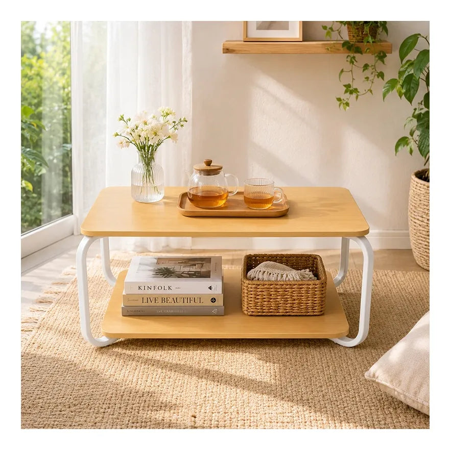 Mesa Ratona Moderna 2 Niveles Mdf Laminado+patas Metalicas®