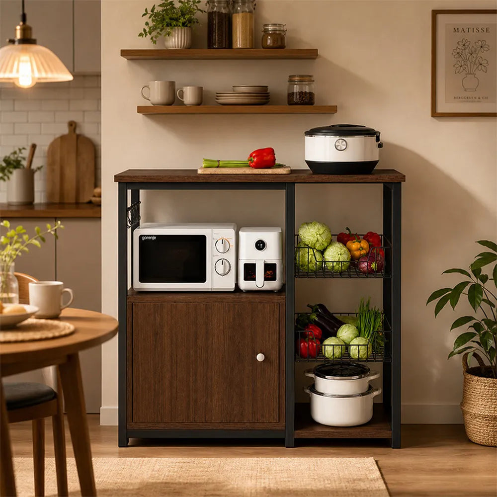 Organizador Multiuso De Cocina Premium Metal Madera Marrón®