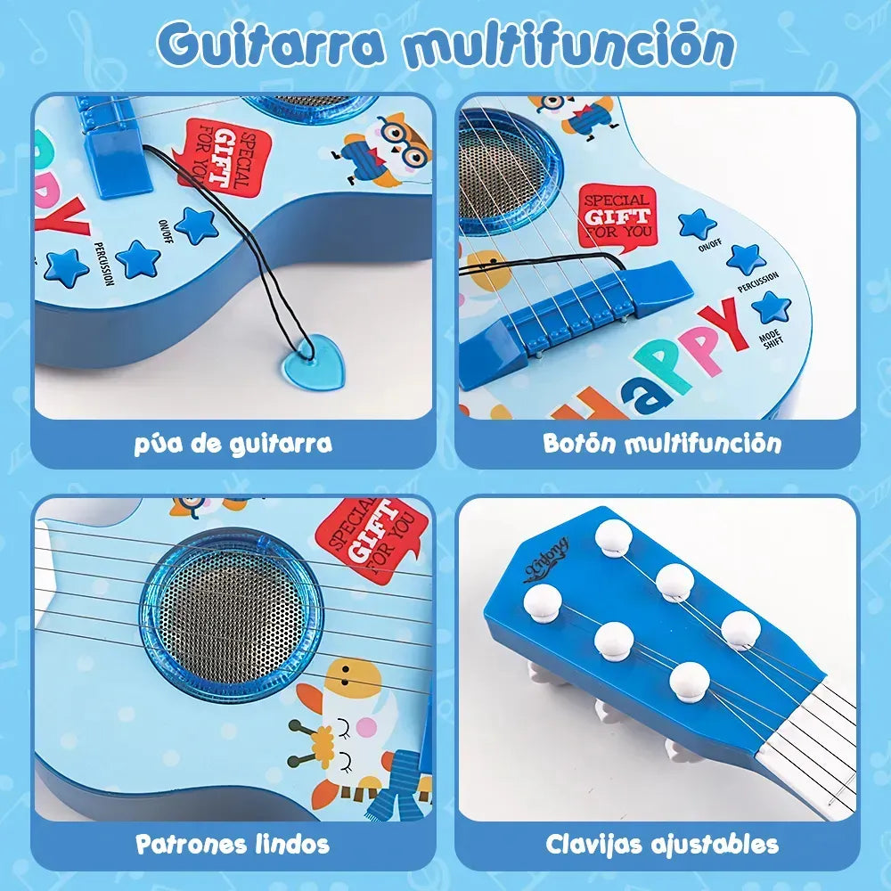 Guitarra Para Niños De Juguete Celeste Con Luces Y Sonido®