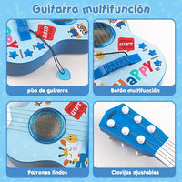 Guitarra Para Niños De Juguete Celeste Con Luces Y Sonido®