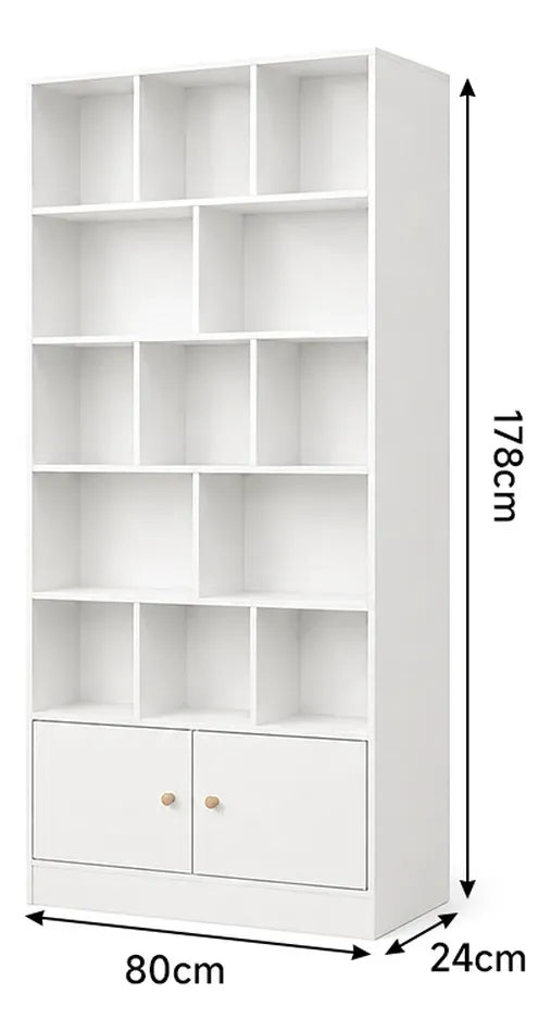 Biblioteca Profesional Moderna 5 niveles 2 puertas blanca