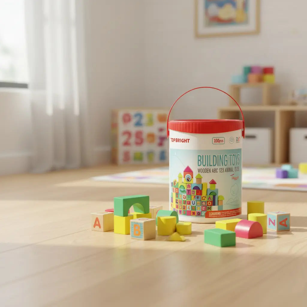 Bloques De Madera Educativos Con Abecedario Y Numeros X100®