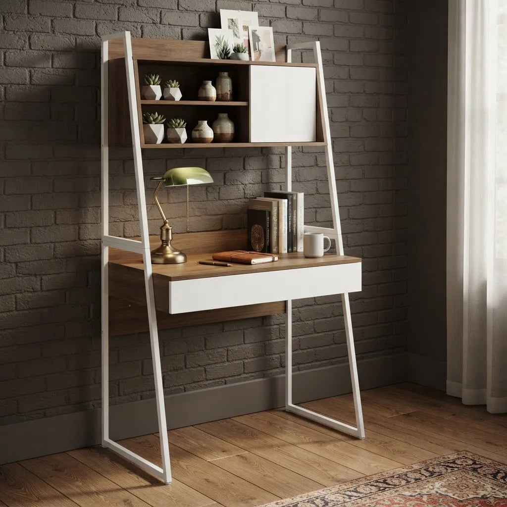 Escritorio Industrial Con Gabinete, Estante Y Cajón Premium®