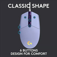 Mouse Gamer Logitech Gg Series G203 8000dpi 6 Botones Lila