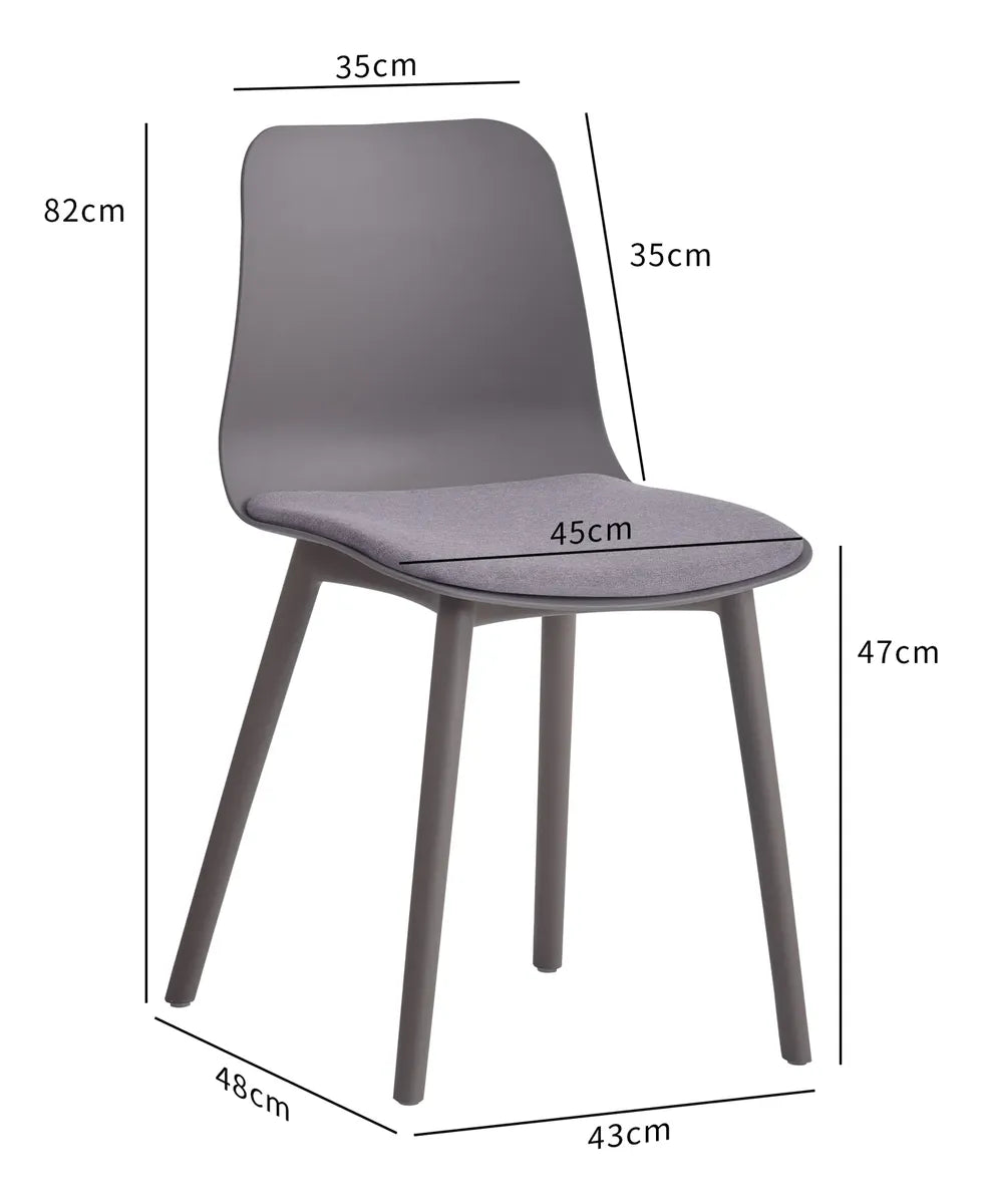 Silla Acolchonada De Polipropileno Grafito Mate Premium®