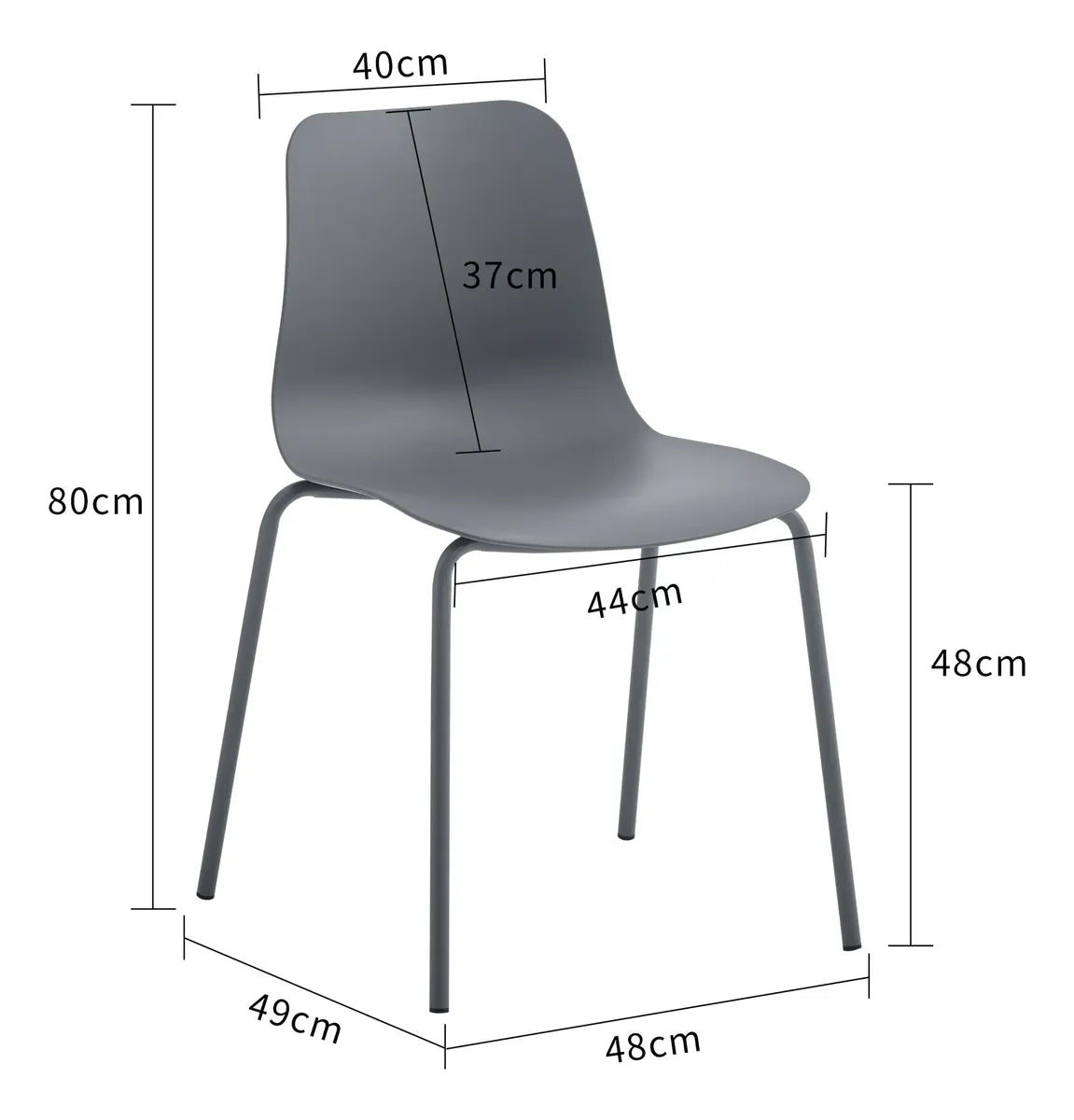 Silla De Comedor Gris Mate Metal Y Polipropileno Premium®