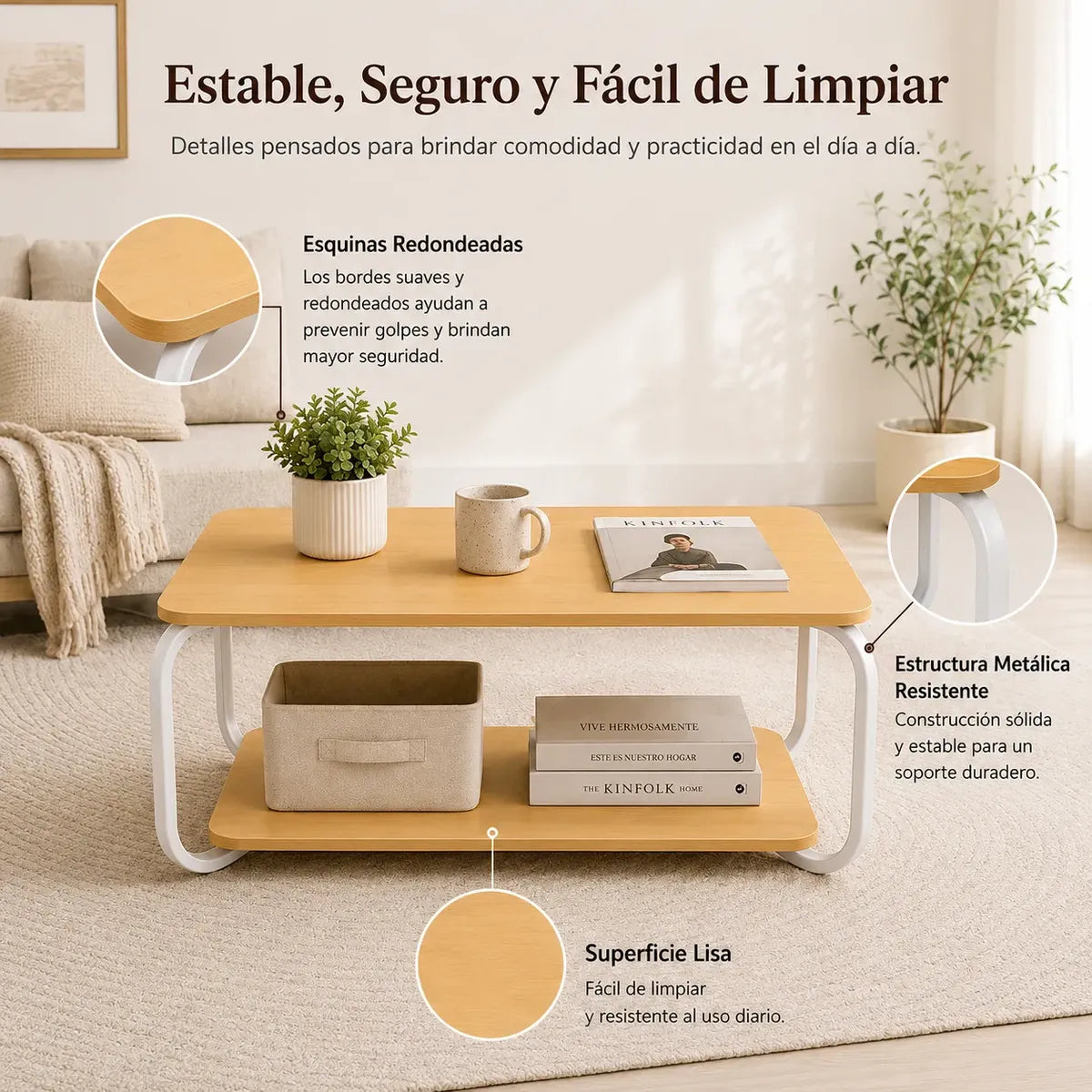 Mesa Ratona Premium Mdf Laminado 2 Niveles Patas Metalicas®