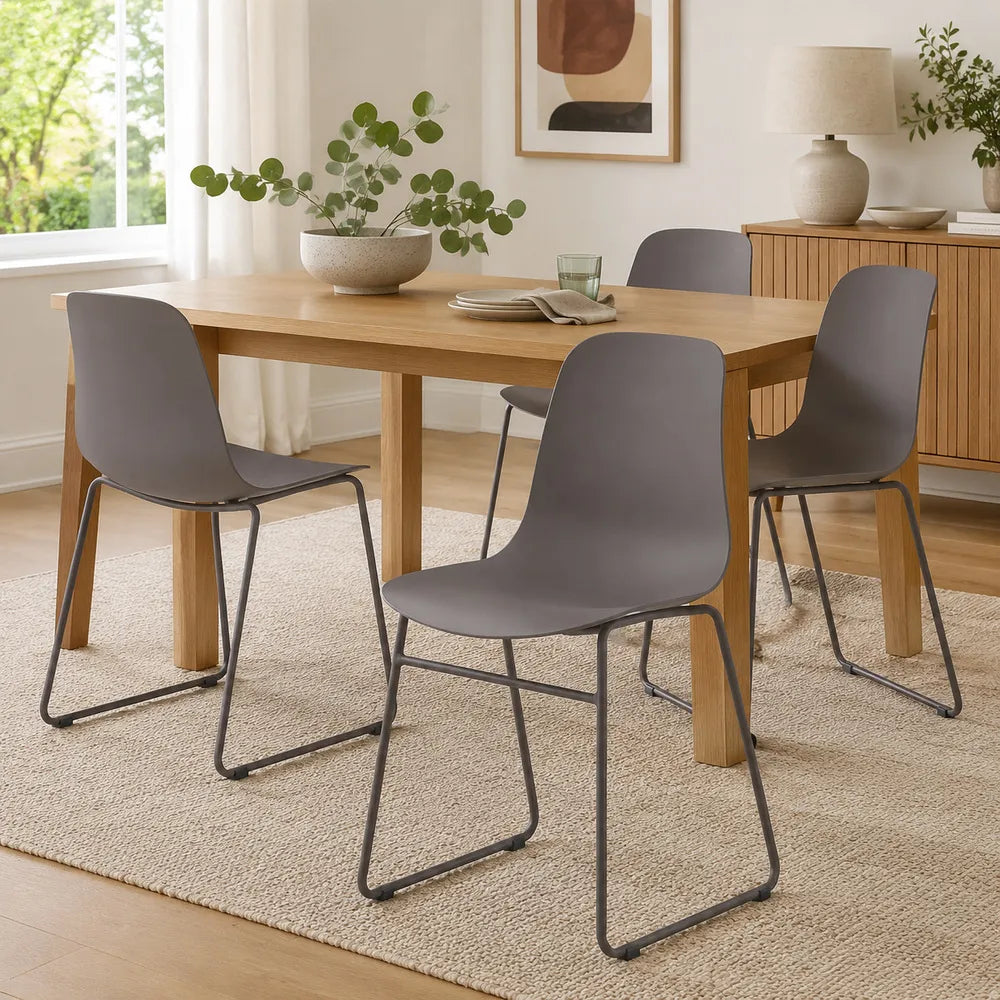 Silla Moderna De Polipropileno/base Metal Grafito Premium®
