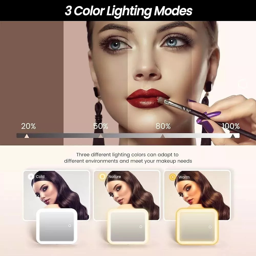 Maletín Valija De Maquillaje Cosméticos Con Espejo Luz Led®
