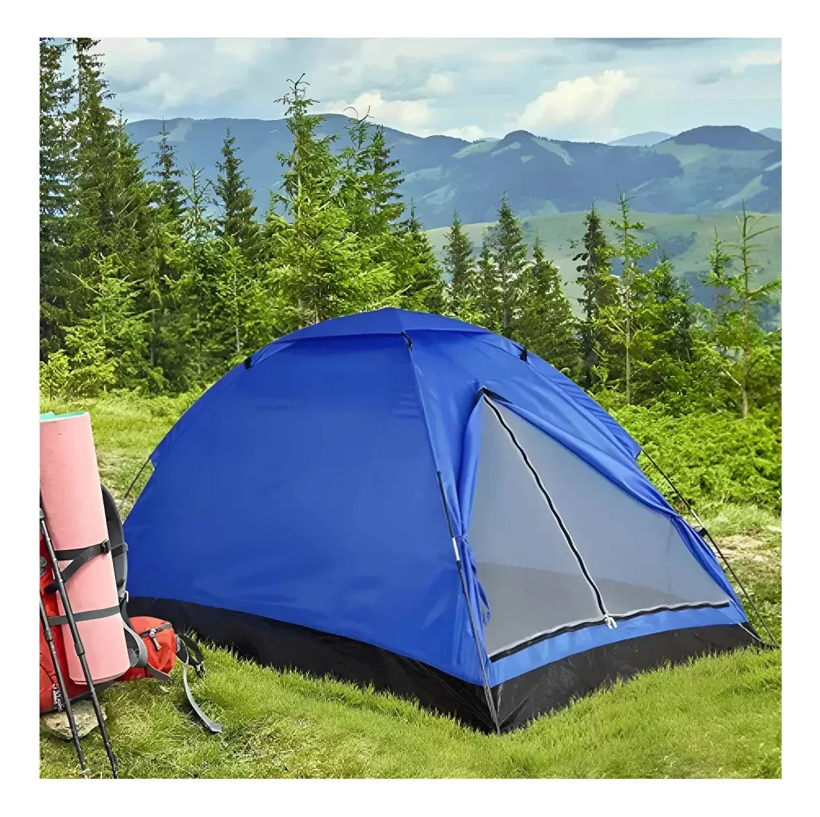 Carpa Iglú De Camping 2.1x1.5m Impermeable 3 Personas Azul®