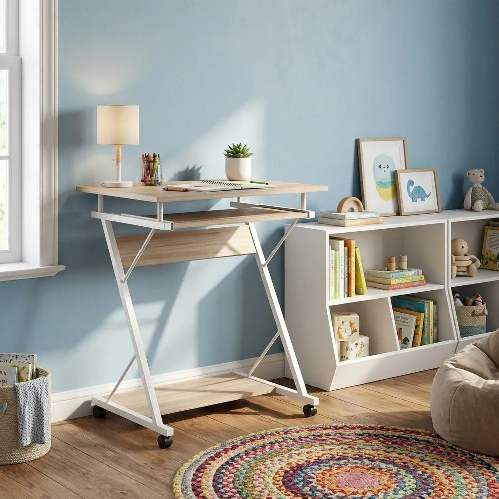 Escritorio Practico Y Compacto Con Ruedas De Metal Y Mdf®