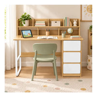 Escritorio profesional OFI MDF y metal natural y blanco