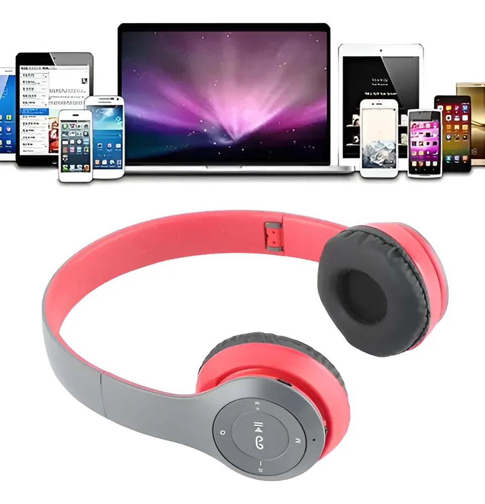 Auricular Vincha Inalámbrico P47 Bluetooth Micro Sd Radio Color Rojo®
