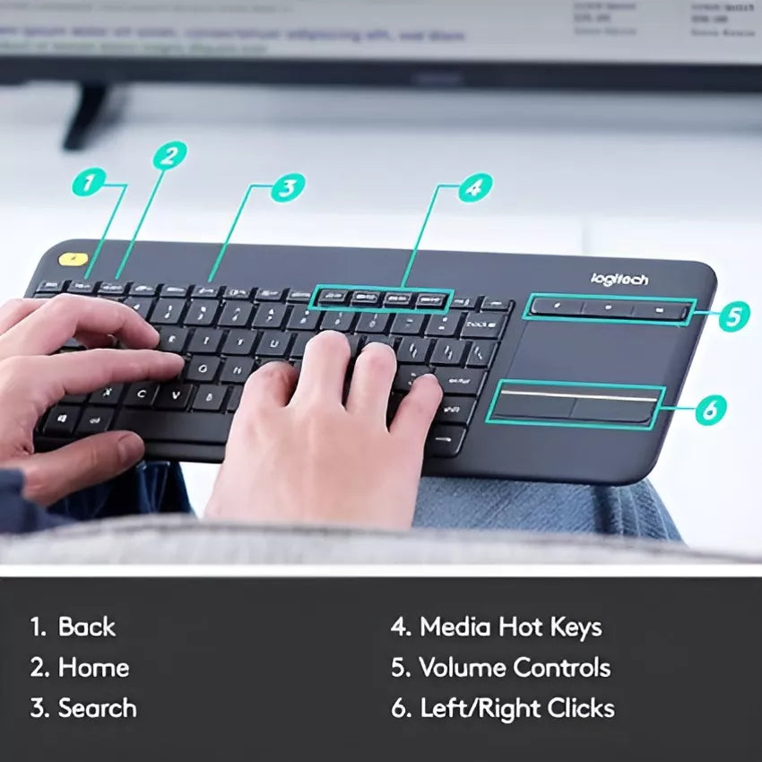 Teclado Logitech Inalambrico Touch Pad Keyboard K400 Plus