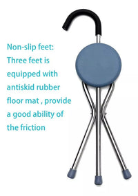Bastón Con Asiento Plegable, 3 Apoyos Acero Inoxidable®