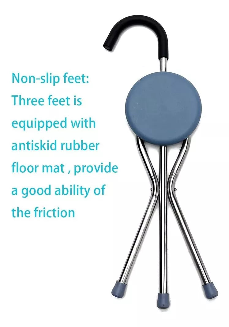 Bastón Con Asiento Plegable, 3 Apoyos Acero Inoxidable®