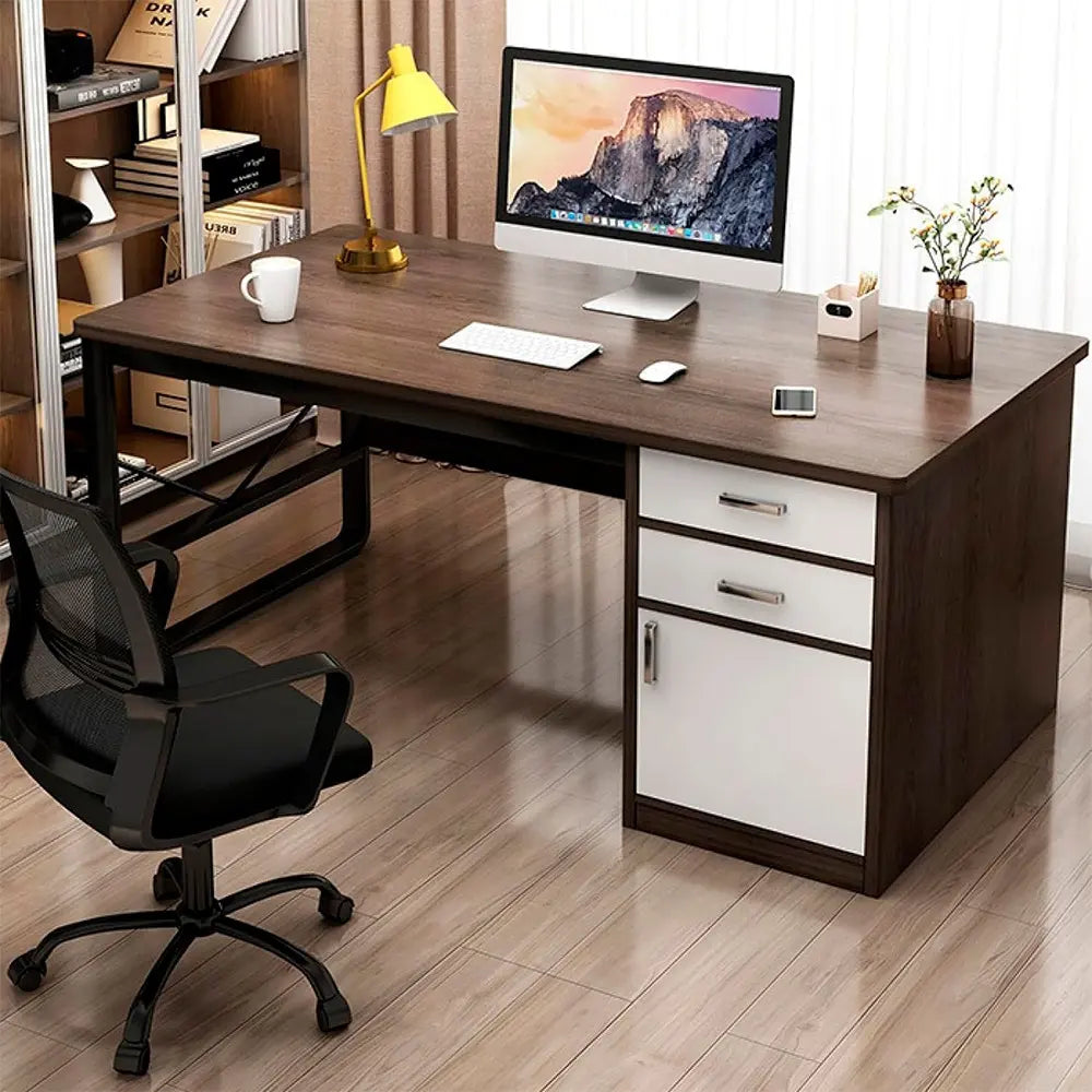 Escritorio Oficina Premium 3 Cajones Madera Y Metal®