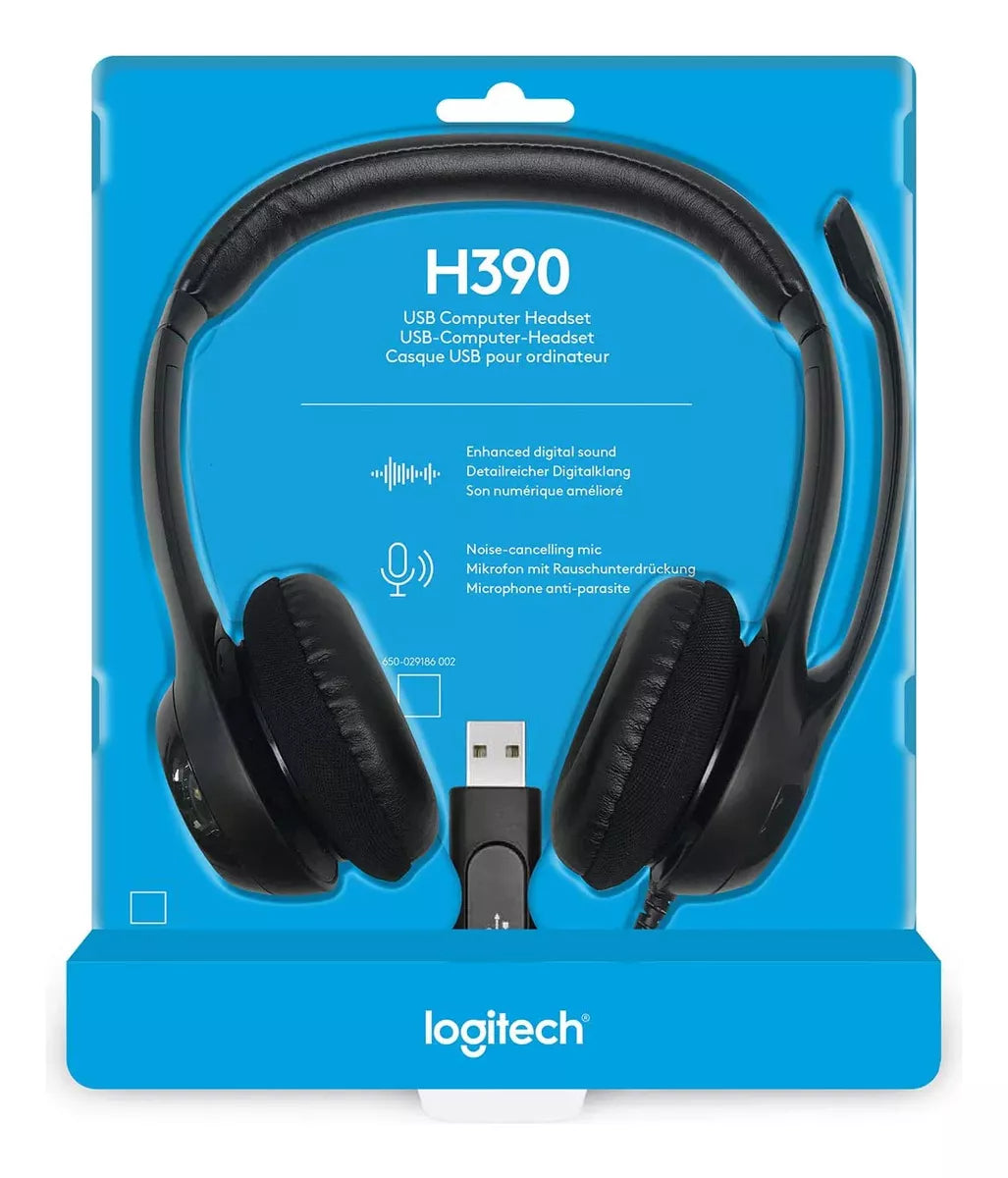 Auriculares Logitech H390 Con Micrófono Usb Color Negro
