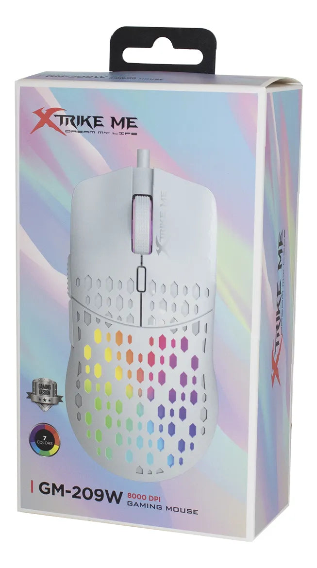 Mouse Gamer Optico Xtrike Me Gm-209w Rgb Blanco 7 Colores®