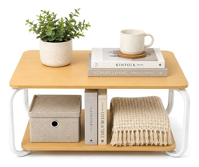 Mesa Ratona Moderna 2 Niveles Mdf Laminado+patas Metalicas®