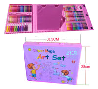 Set Kit De Arte 208 Piezas Valija Infantil Con Atril Rosado®