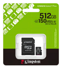 Tarjeta Memoria Microsd Kingston Canvas Plus 512gb 150mb®